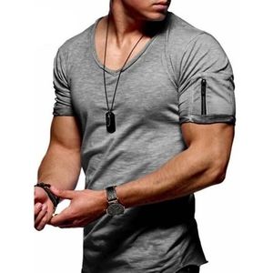 CVLIFE Men's T Shirt Slim Fit V Neck Muscle Top Short Sleeve Plain Summer Gym Te
